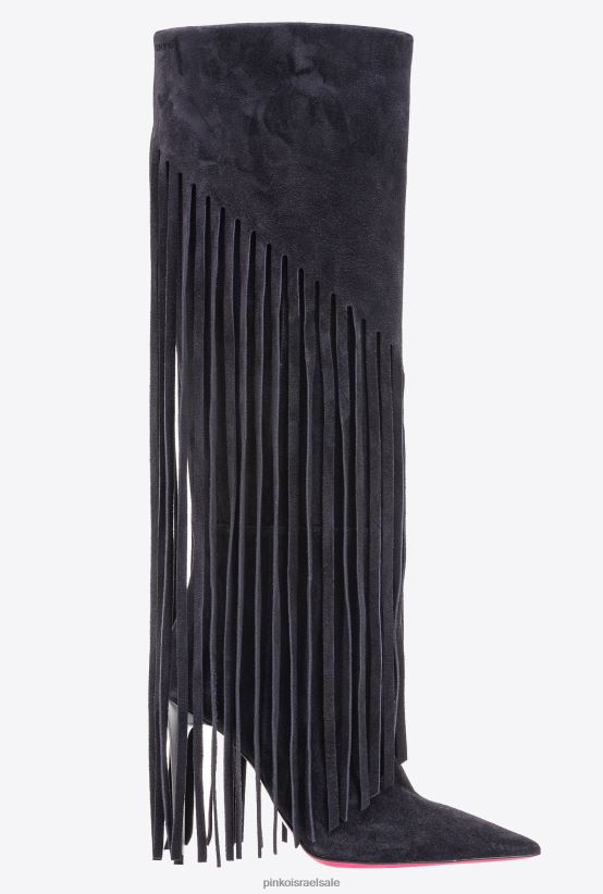 מגפיים | Pinkoלימוזינה שחורה מגפי זמש עם פרנזים 4J84TD1099