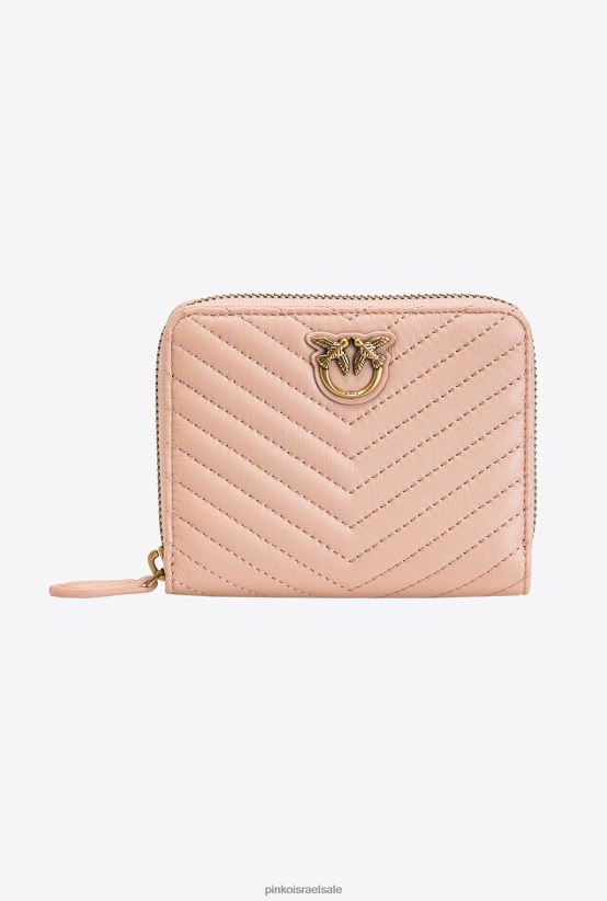 ארנקים | Pinkoזהב ורוד-עתיק מאובק ארנק קטן עם רוכסן בנאפה בדוגמת שברון 4J84TD1138