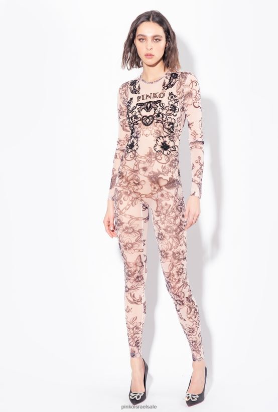 סרבלים ומכנסיים | Pinkoעירום/שחור סרבל עם הדפס קעקוע עם רקמה 4J84TD115