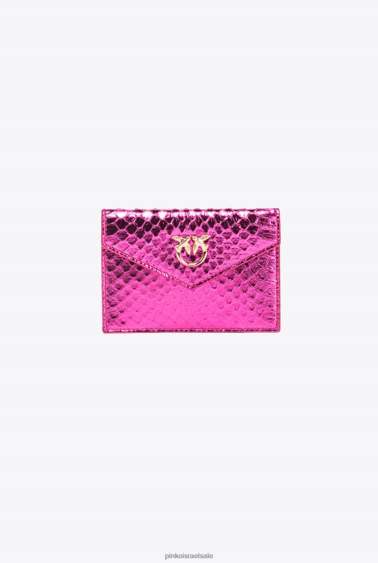 תיקי קלאץ' | Pinkoזהב מבריק פוקסיה מחזיק כרטיס שטוח גלריה בעור זוחל למינציה 4J84TD1172