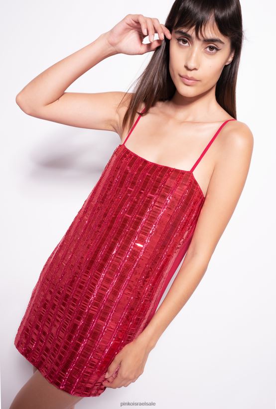 שמלות קצרות | Pinkoאדום פטל שמלת מיני עם פאייטים מלבניים 4J84TD134