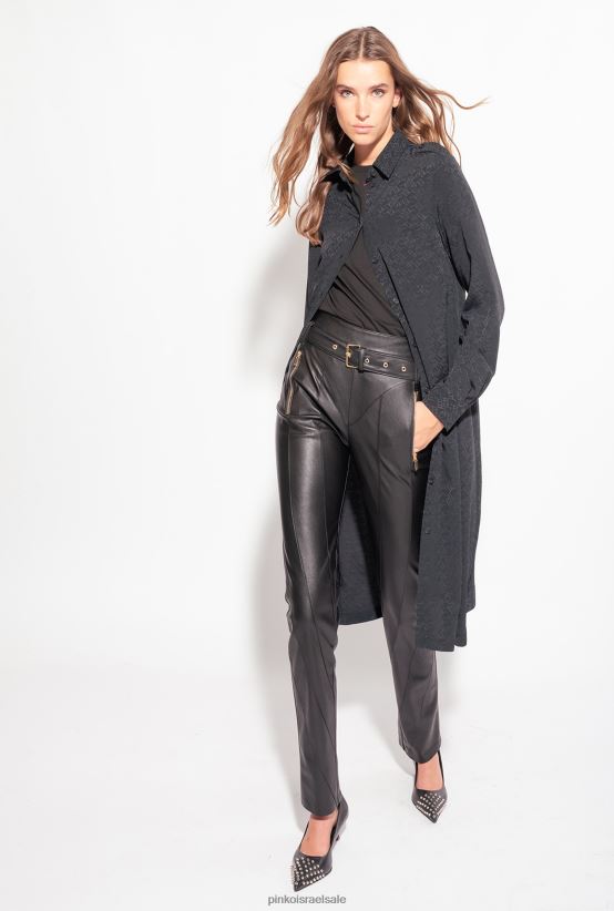 חולצות | Pinkoלימוזינה שחורה שמלת חולצת ג'קארד עם הדפס לוגו 4J84TD165