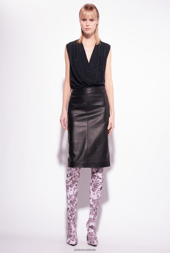 חולצות | Pinkoלימוזינה שחורה בגד גוף עוטף ג'קארד 4J84TD306