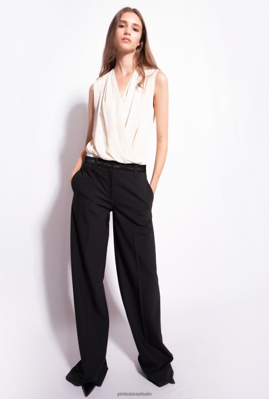 למעלה | Pinkoעשן ורוד לבן בגד גוף עוטף ג'קארד 4J84TD307