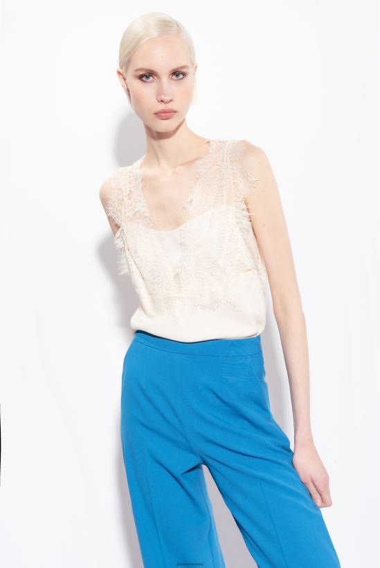 למעלה | Pinkoעשן ורוד לבן עליונית לוגו ג'קארד עם תחרה 4J84TD326