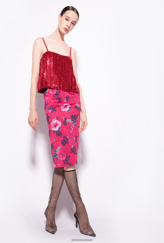 למעלה | Pinkoאדום פטל חלק עליון עם פאייטים מלבניים 4J84TD392