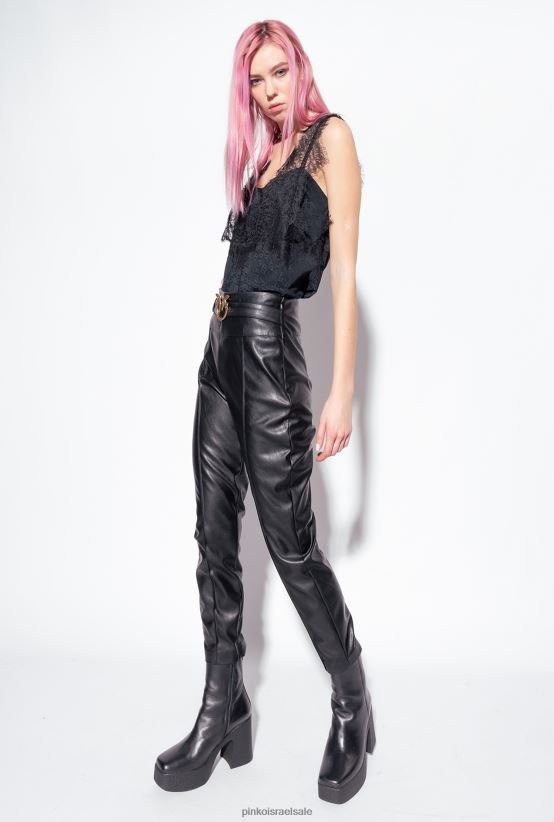 למעלה | Pinkoלימוזינה שחורה עליונית לוגו ג'קארד עם תחרה 4J84TD472