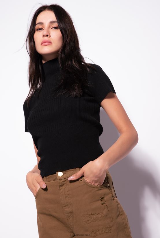 למעלה | Pinkoלימוזינה שחורה חלק עליון עם שרוולים קצרים 4J84TD484