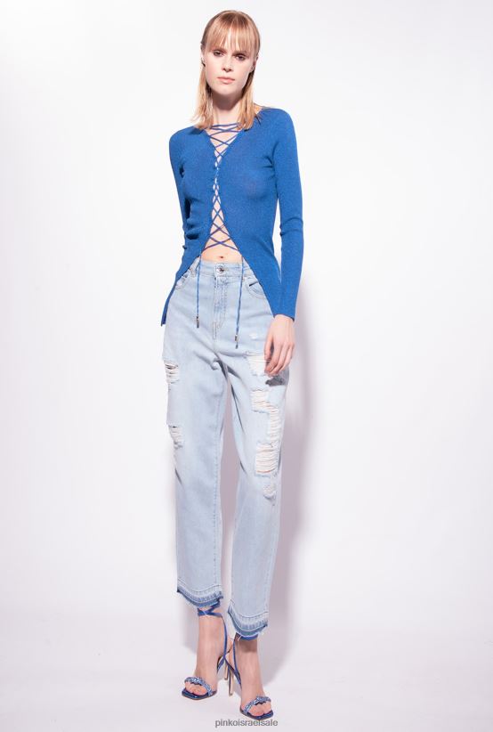 מגשרים | Pinkoכחול אימפריאלי סוודר עם שרוכים מוצלבים 4J84TD510