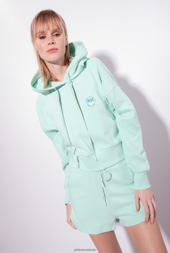 סווטשירטים | Pinkoקליפת ביצה כחולה סווטשירט קצוץ עם הדפס לוגו 4J84TD522