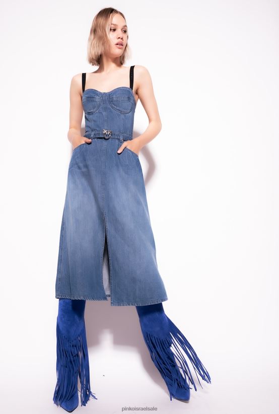 שמלות באורך בינוני | Pinkoכביסה באמצע כהה שמלת חזה ג'ינס 4J84TD56