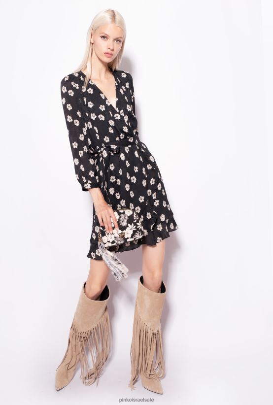 שמלות קצרות | Pinkoשחור/ אקרו שמלת מיני פרחונית גרפית 4J84TD57