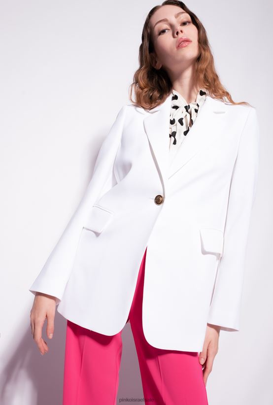 בלייזרים | Pinkoשום לבן בלייזר קרפ מתיחה חד חזה 4J84TD634