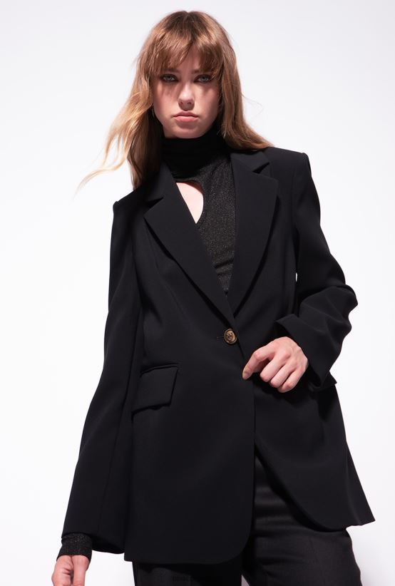 בלייזרים | Pinkoלימוזינה שחורה בלייזר קרפ מתיחה חד חזה 4J84TD636