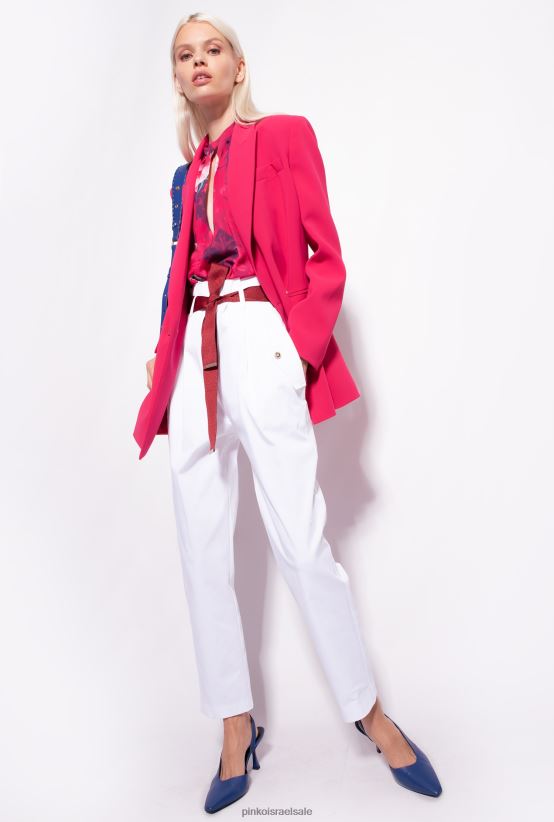 מכנסיים קז'ואל | Pinkoלבן כשלג מכנסיים עם חגורה ממותגת לוגו 4J84TD683