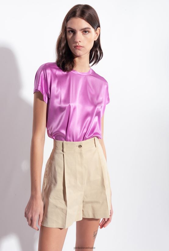 מכנסיים קצרים | Pinkoבז' שקדים חלבית מכנסי פשתן קצרים מתיחה 4J84TD701