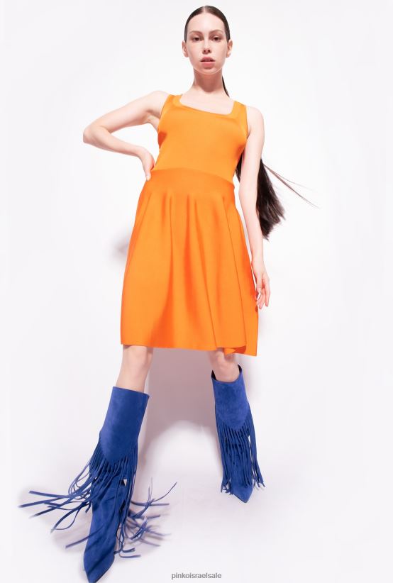 שמלות קצרות | Pinkoכתום בהיר שמלת מיני עם פרט קרוסאובר מאחור 4J84TD72