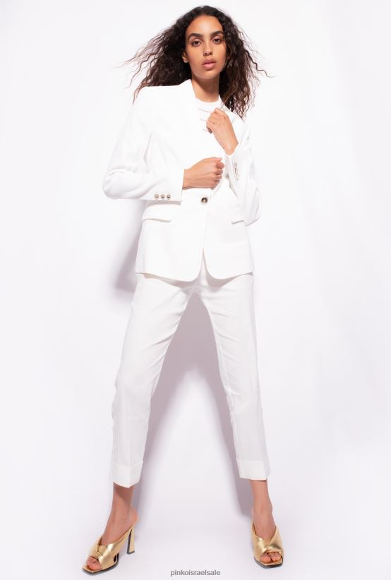 מכנסיים קז'ואל | Pinkoענן לבן מכנסי פשתן עם חגורת ציפורי אהבה 4J84TD723