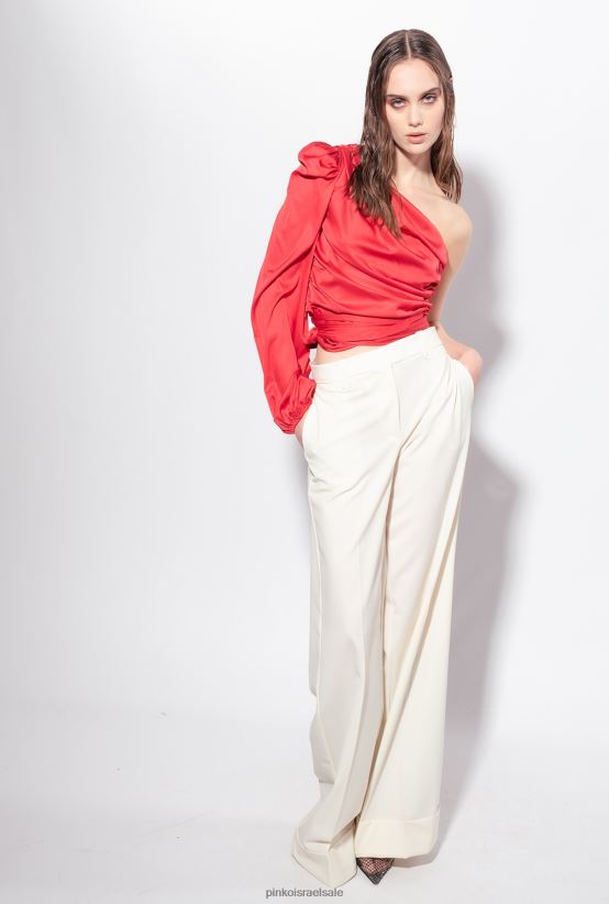 מכנסיים קז'ואל | Pinkoגלידת וניל לבן מכנסי פאלאצו בגזרה גבוהה 4J84TD739