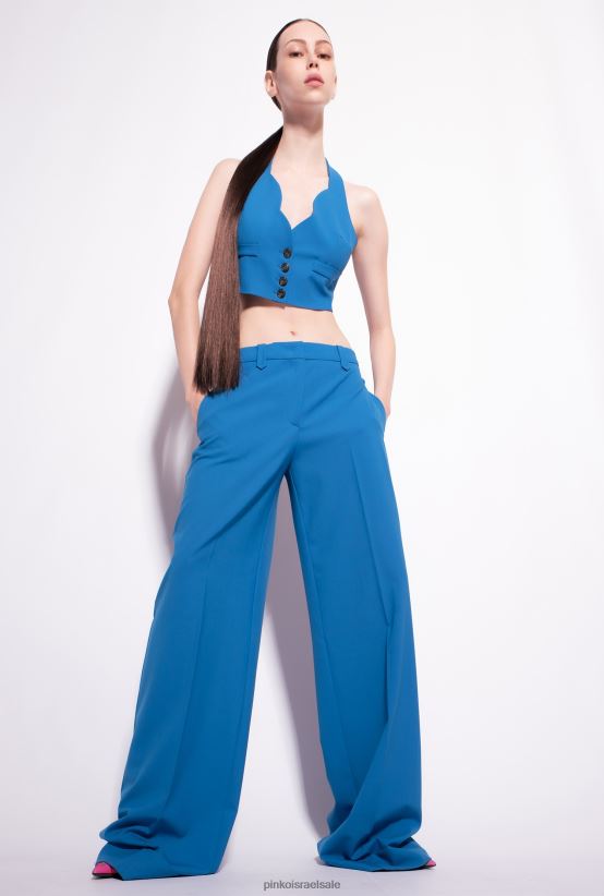 מכנסיים קז'ואל | Pinkoבמאי כחול מכנסי פאלאצו בגזרה גבוהה 4J84TD740