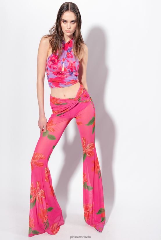 מכנסיים קז'ואל | Pinkoמולטי פוקסיה/אדום מכנס פרחוני נשפך למחצה 4J84TD758