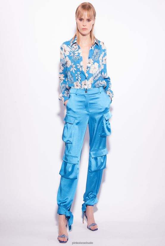 מכנסיים קז'ואל | Pinkoבמאי כחול מכנסי מטען מסאטן 4J84TD763