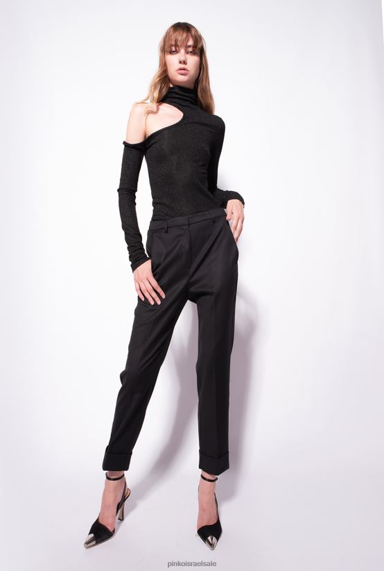 מכנסיים קז'ואל | Pinkoלימוזינה שחורה מכנסי פלנל 4J84TD791