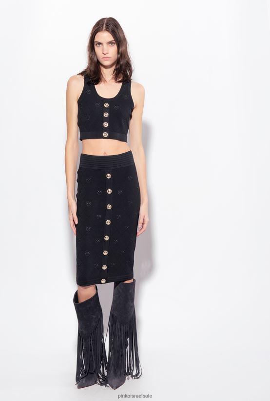 חצאיות באורך אמצע השוק | Pinkoלימוזינה שחורה חצאית ג'קארד ציפורי אהבה 4J84TD826