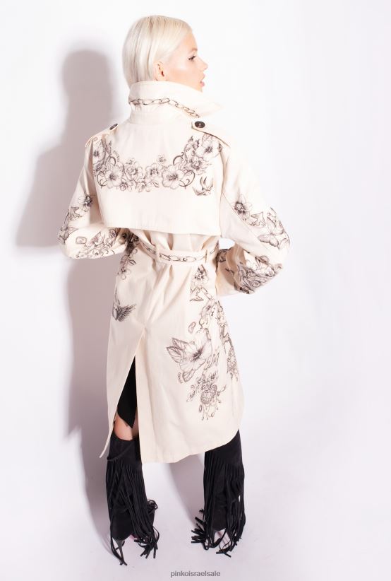 מעילים | Pinkoחמאה/שחור מעיל טרנץ' בהדפס קעקוע 4J84TD830