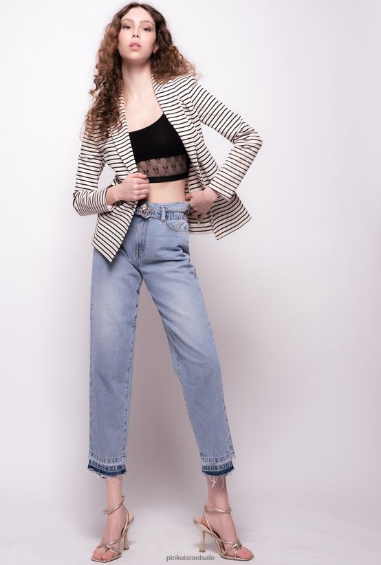 ג'ינס | Pinkoצל כחול ג'ינס בכושר אמא עם חגורת ציפורי אהבה 4J84TD886