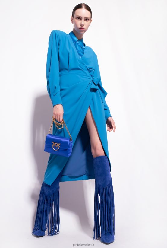 שמלות באורך בינוני | Pinkoבמאי כחול שמלת מעטפת קרפ זורמת 4J84TD89