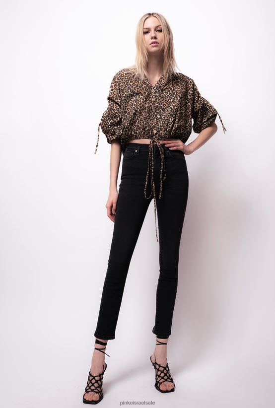 ג'ינס | Pinkoלימוזינה שחורה סקיני ג'ינס עם חגורת ציפורי אהבה 4J84TD891