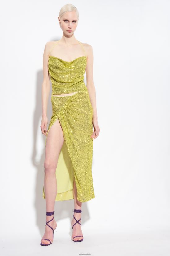 חצאיות באורך אמצע השוק | Pinkoירוק - סולפטרה חצאית מידי נצנצים 4J84TD903