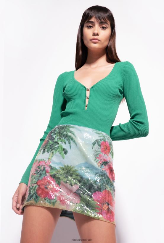 חצאיות מיני | Pinkoרב ירוק/ורוד חצאית מיני נוף עם פאייטים 4J84TD904