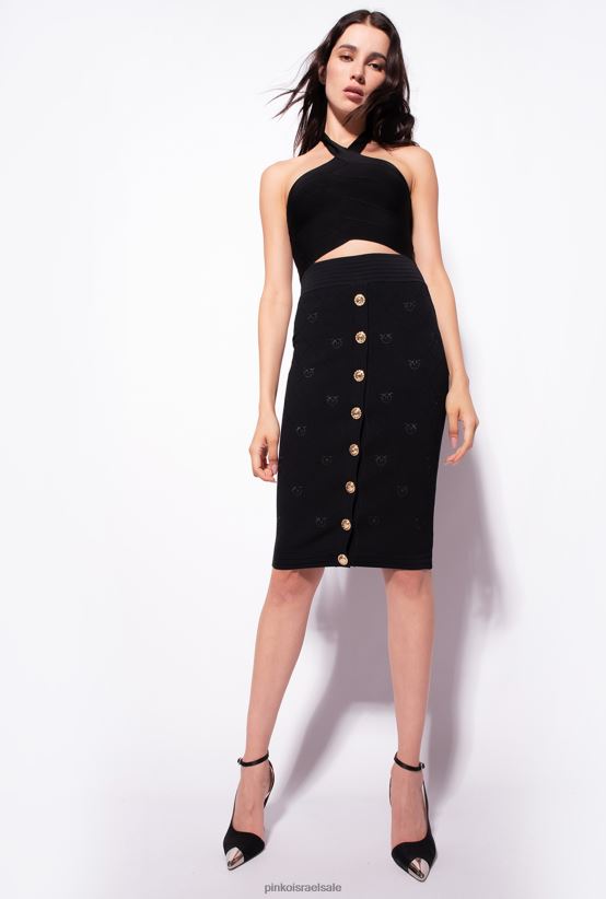 חצאיות באורך אמצע השוק | Pinkoלימוזינה שחורה חצאית ג'קארד ציפורי אהבה 4J84TD919