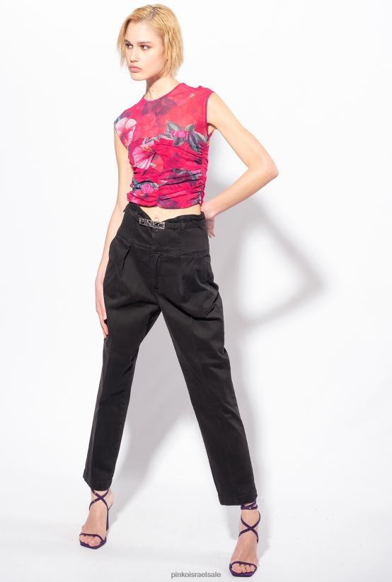 ג'ינס | Pinkoלימוזינה שחורה מכנסיים בסגנון bustier עם חגורה 4J84TD860