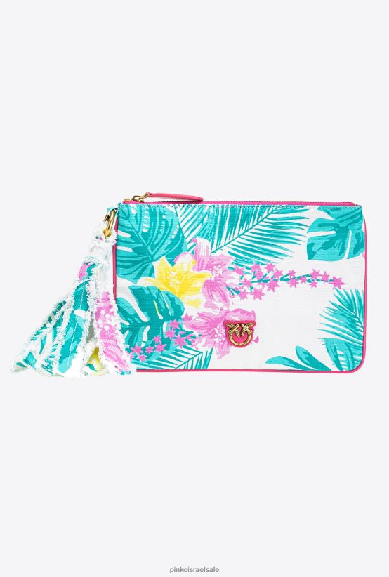 תיקי קלאץ' | Pinkomult. לבן צהוב תיק שטוח ממוחזר בד עם הדפס 4J84TD1276