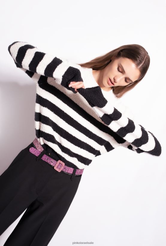 מגשרים | Pinkomult. לבן/שחור/אדום סוודר עם שיבוץ לב 4J84TD503