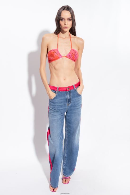 בגדי ים | Pinkomult.pink/orange חולצת ביקיני פרחונית עם אבני חן 4J84TD945